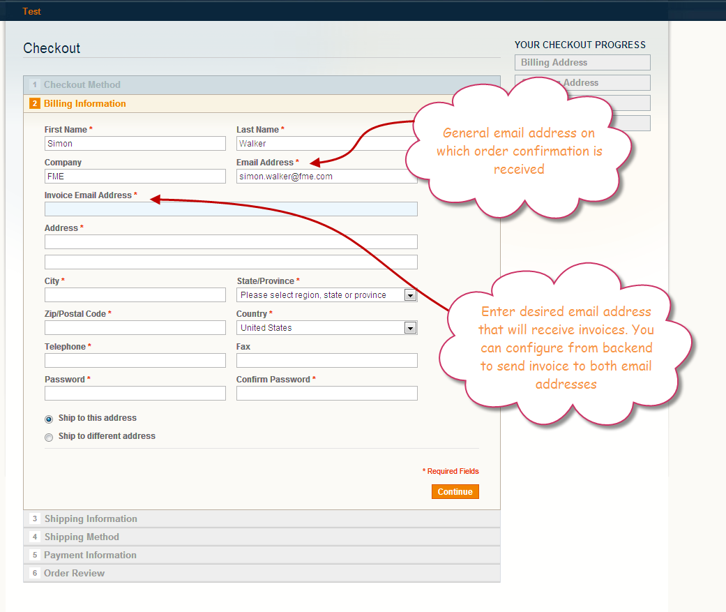 Adding Separate Invoice and Billing Email Functionality