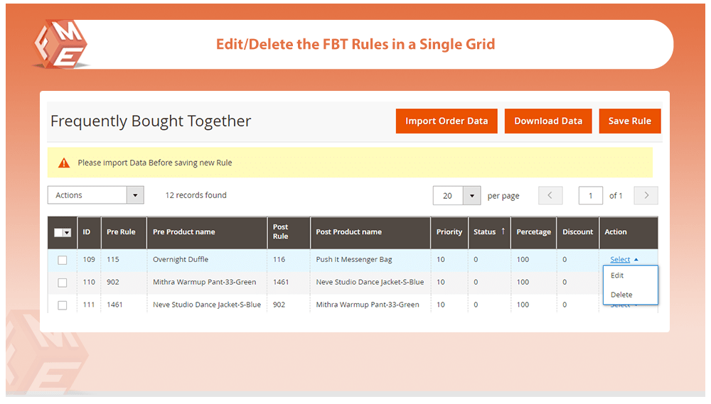Edit FBT Rules From A Single Grid