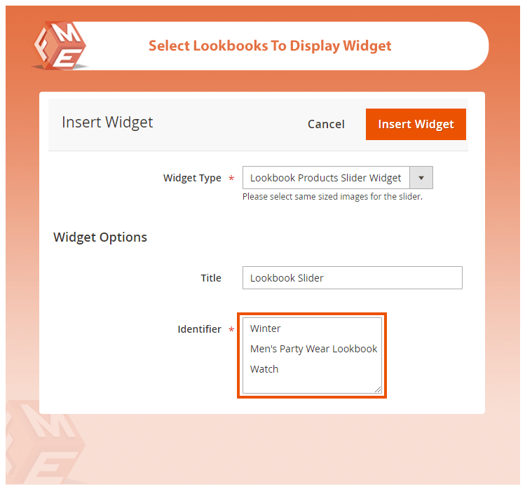 Select Lookbook to Display in Widget