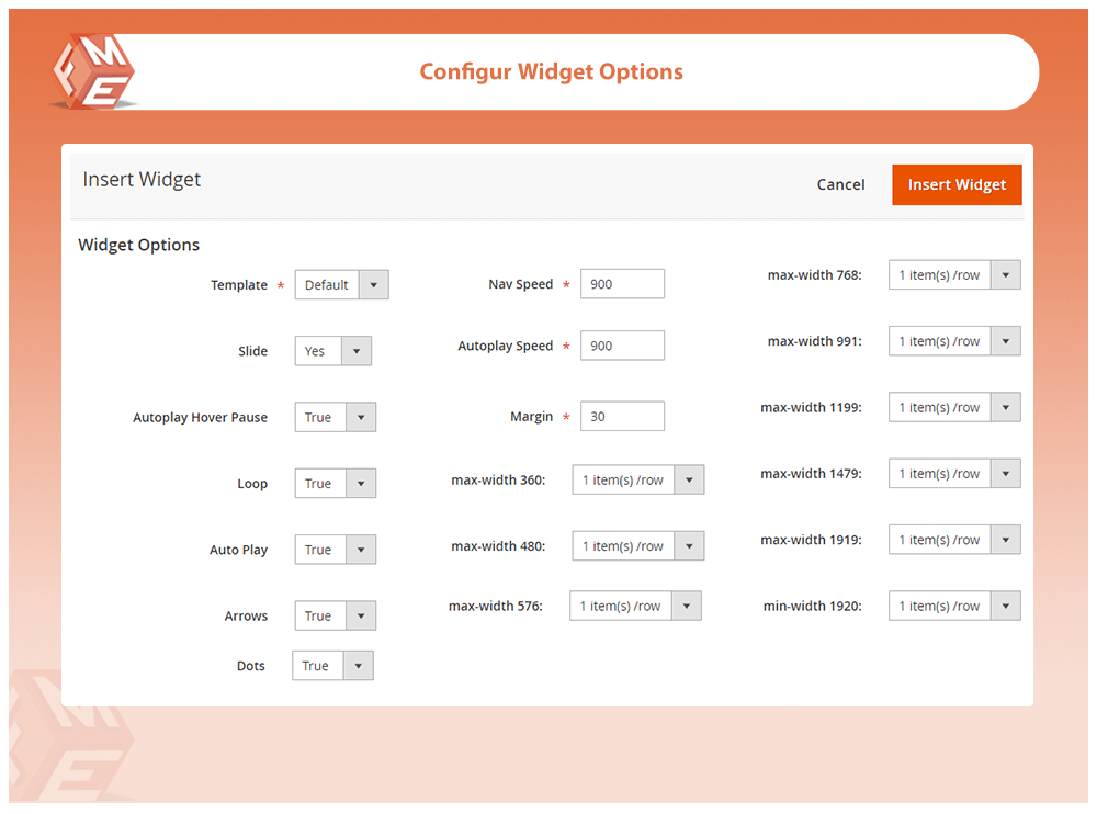 Configure Widget Options
