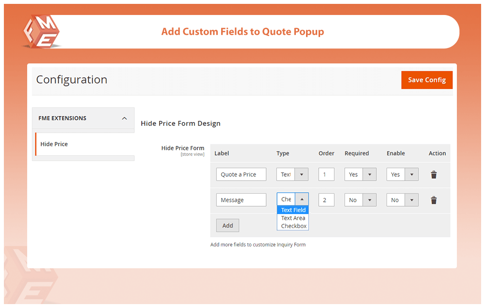 Add Custom Fields to Quote Popup