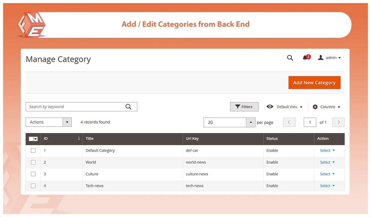 Add/Edit Categories From Backend
