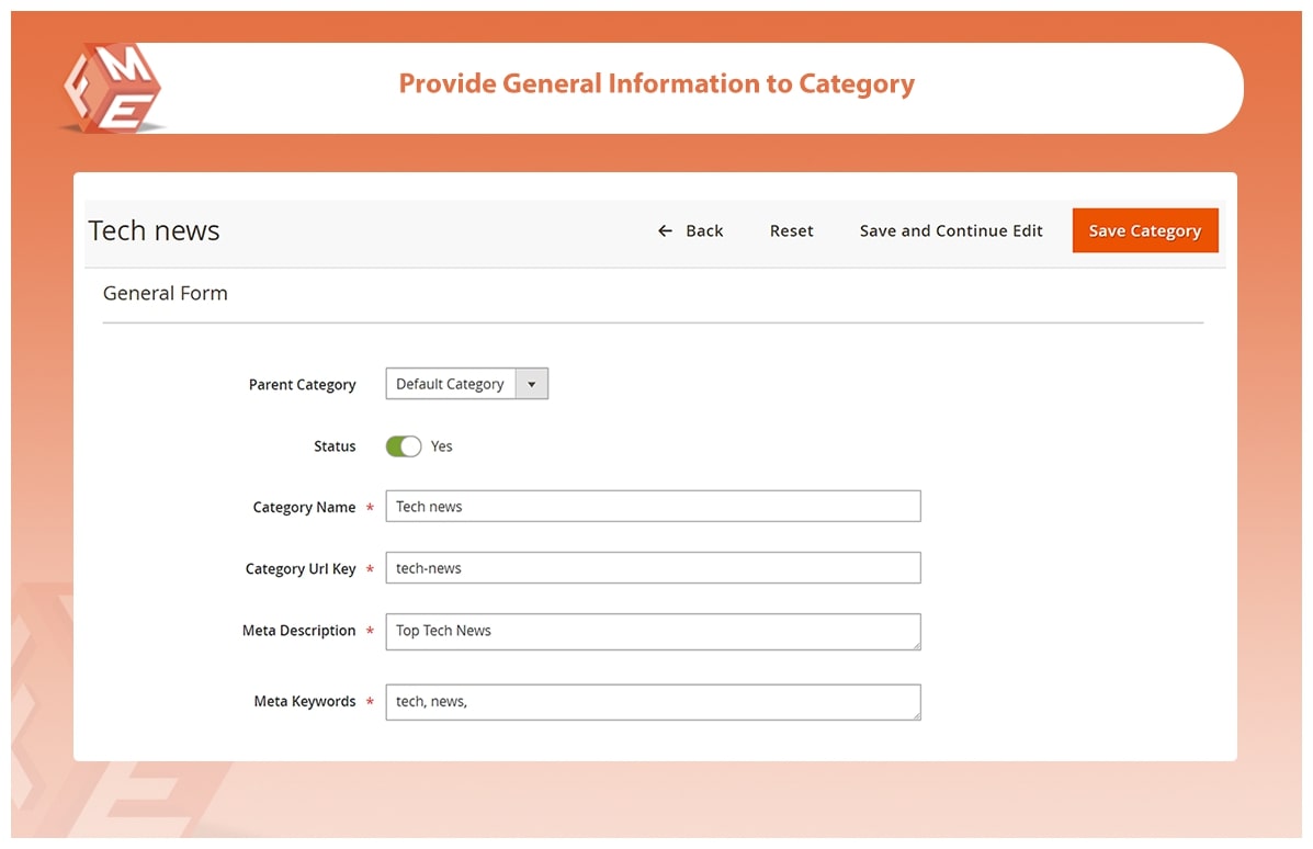 Configure Category General Information