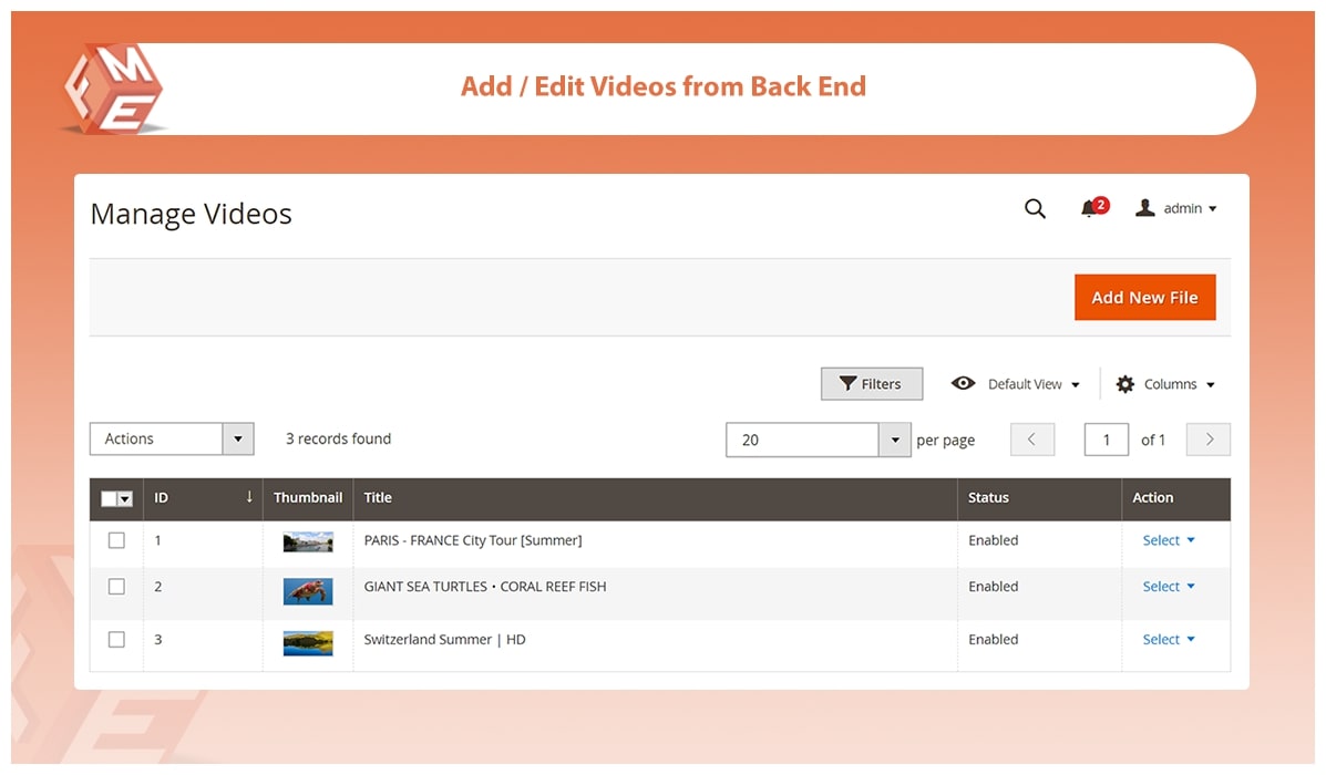 Add/Edit Videos From the Admin Panel