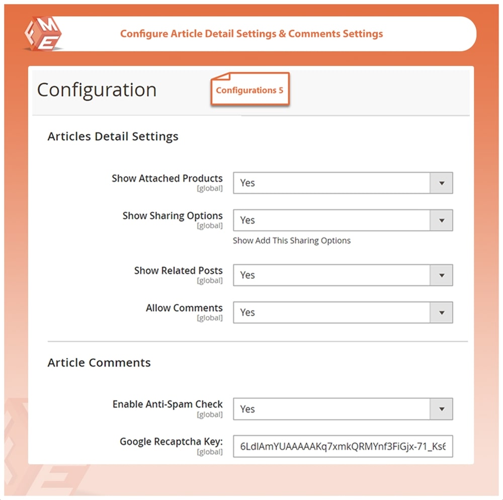 Configure Articles Page Settings