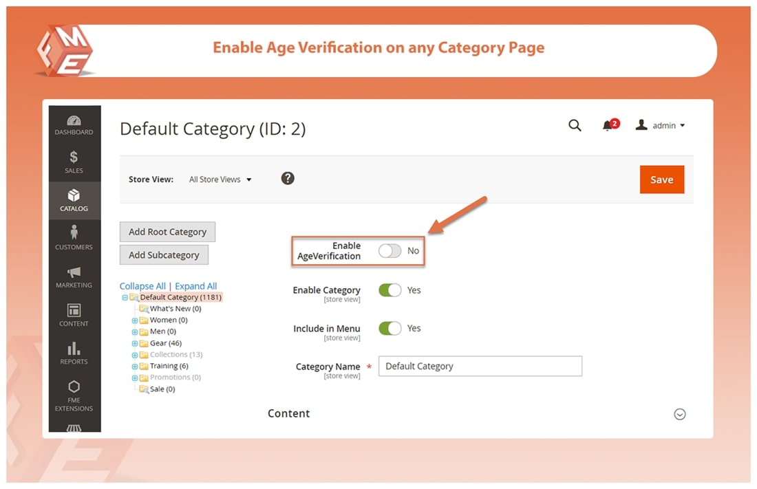 Enable Age Verification on Category Page