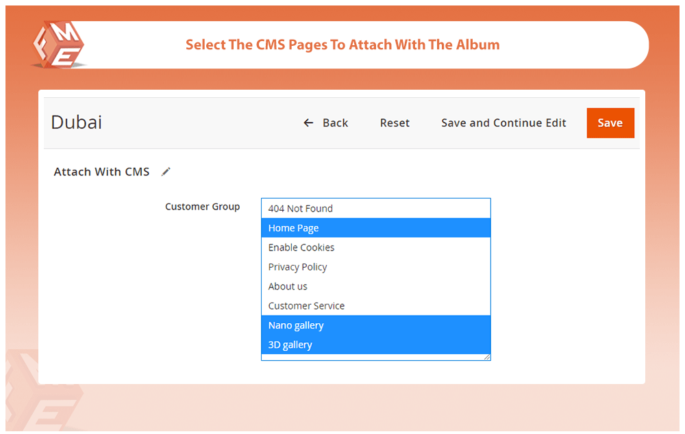 Attach Album to Relevant CMS Pages