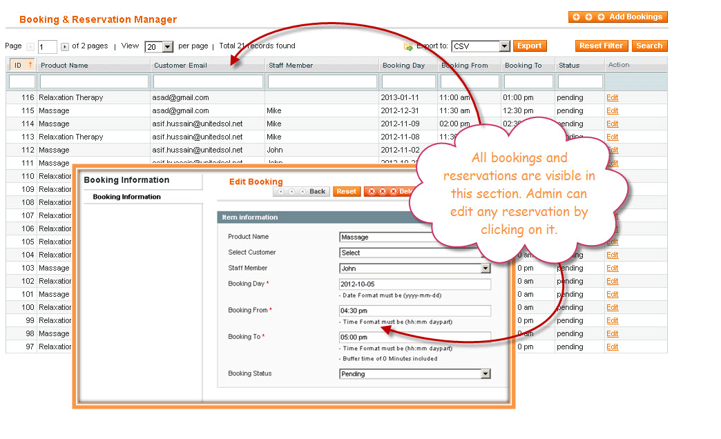 Bookings and Reservations Magento Extension