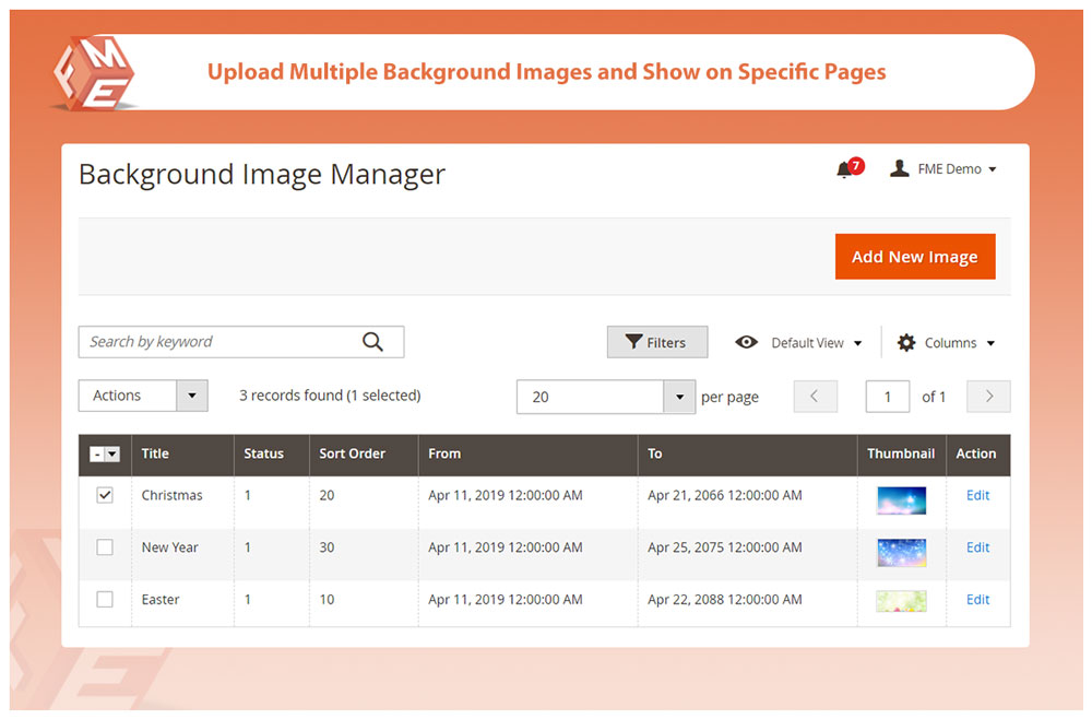 Upload & Manage Multiple Background Images