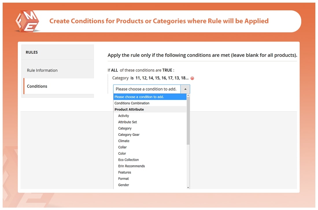 Apply Rule to Specific Products By Conditions