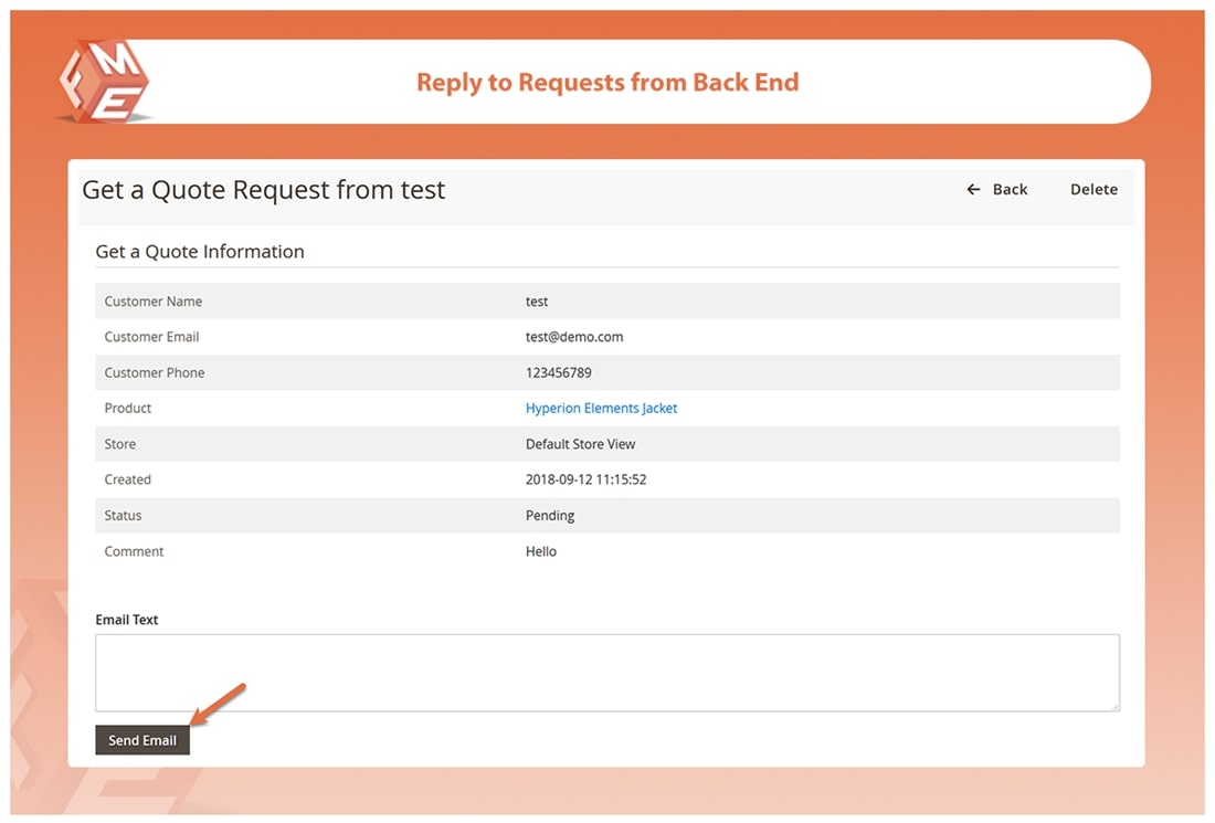 Reply to Price Inquiries from Backoffice