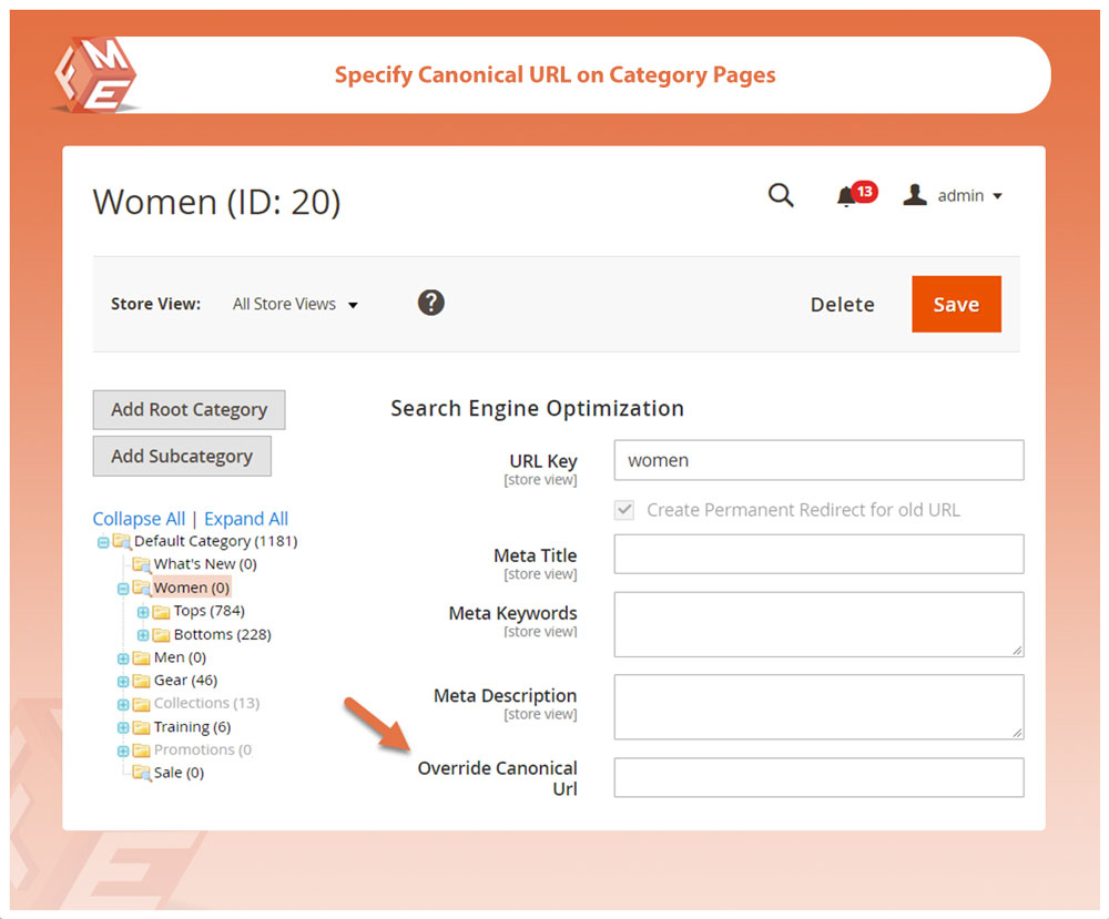 Configure Canonical URL For Category Pages