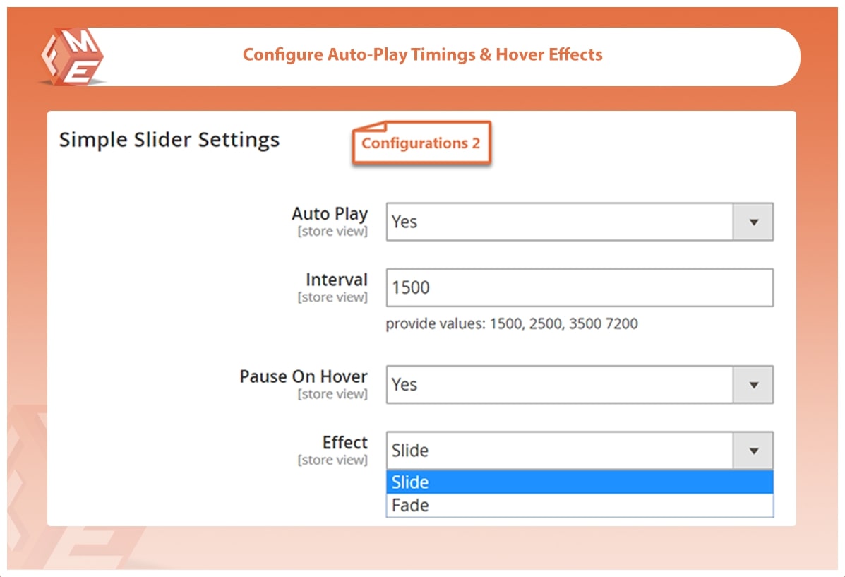 Configure Auto Play Timings & Hover Effects