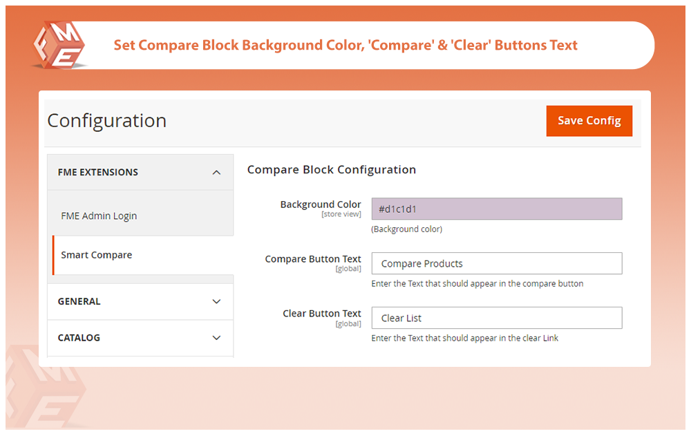 Configure Compare Block Settings