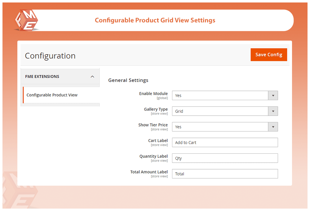 Configurable Product Grid View Settings