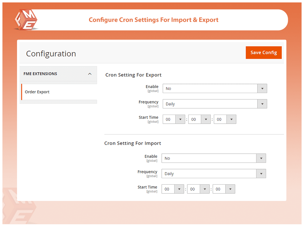 Cron Settings For Import & Export