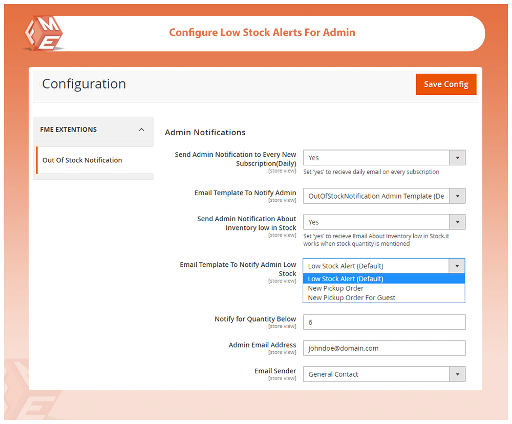 Configure Low Stock Alerts For Admin