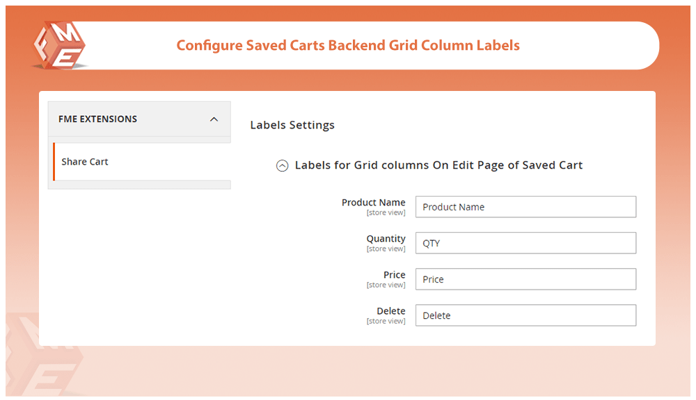 Configure Saved Carts Backend Grid Column Labels
