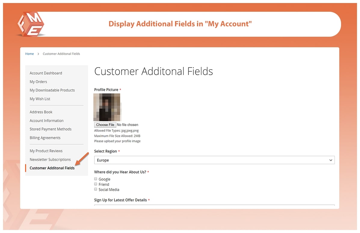 Fields Display in "My Account"