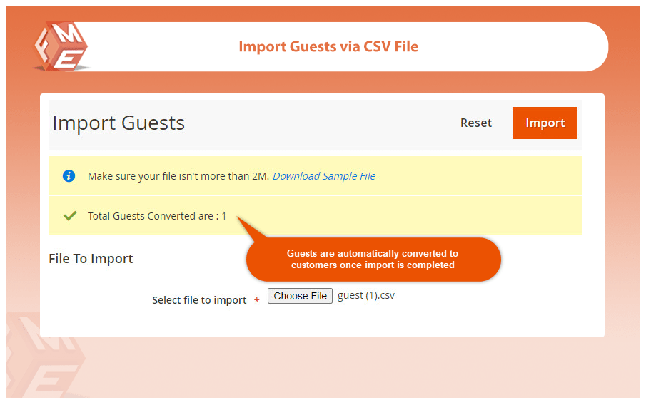 Import Guest Via CSV File & Convert 