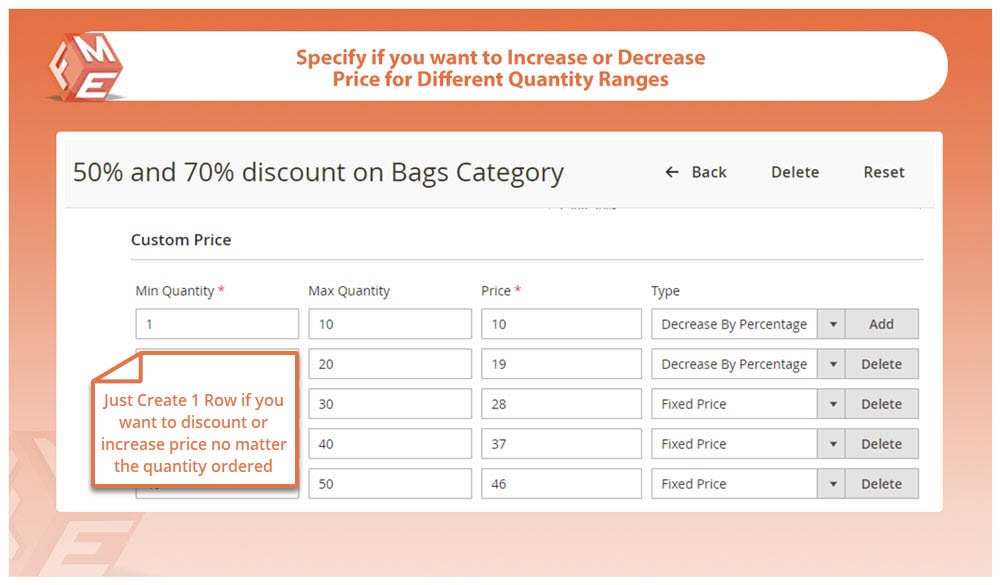 Set Quantity Based Discount Offers