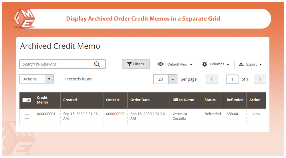 Show Archived Order Credit Memos in Separate Grid