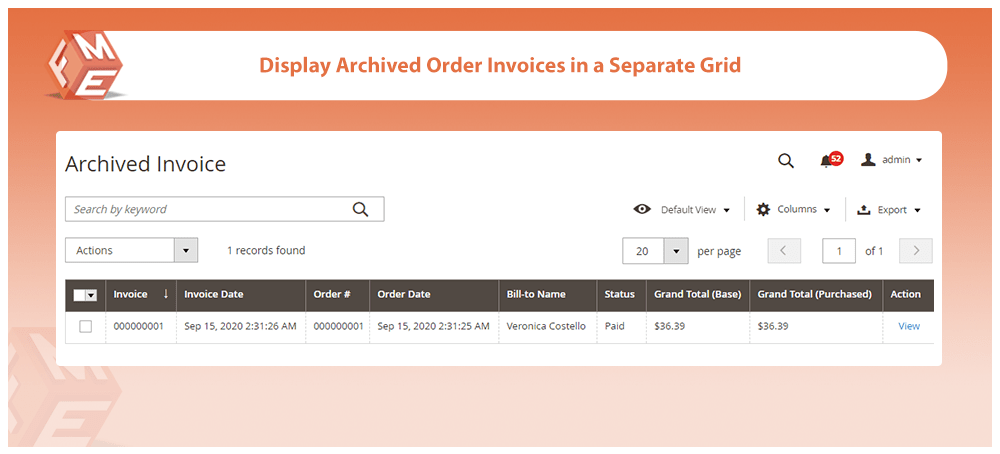 Show Archived Order Invoices in Separate Grid