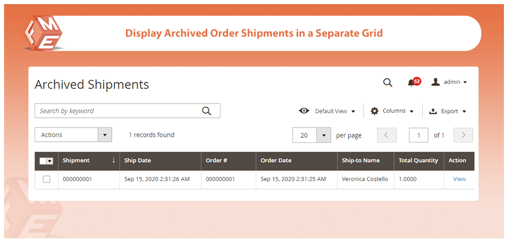 Show Archived Order Shipments in Separate Grid