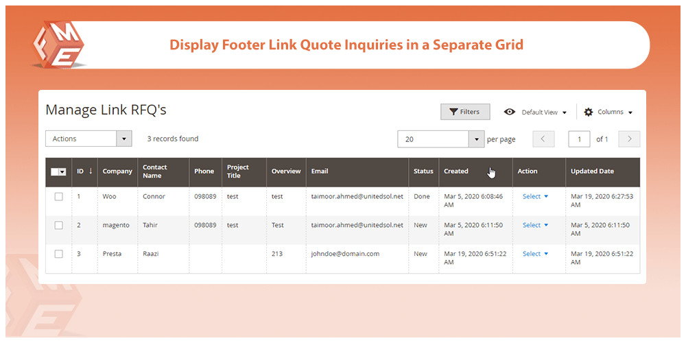 Show Footer Link Quote Inquiries 