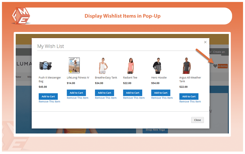 Display Wishlist Items in Popup