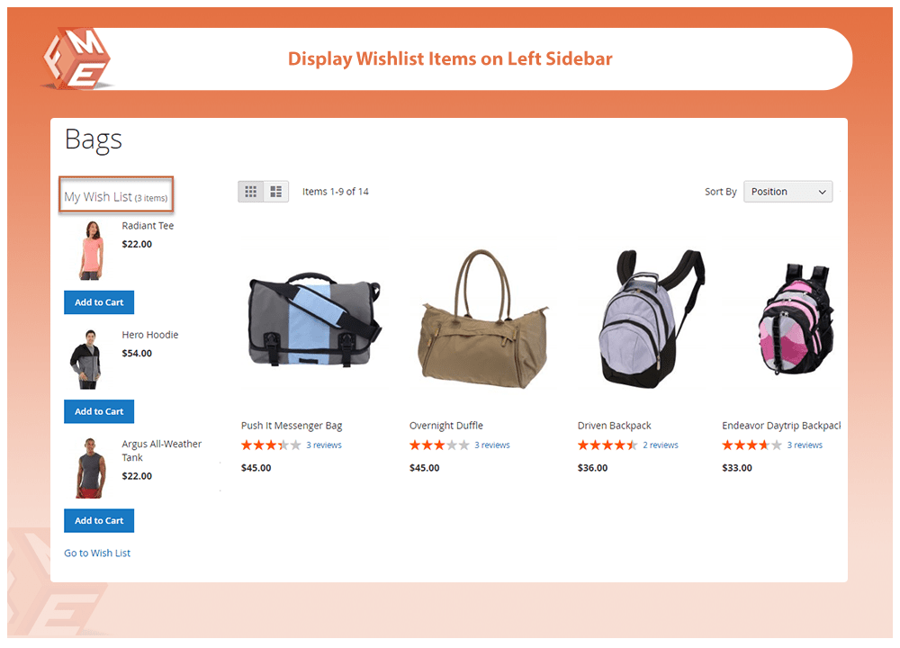 Display Wishlist Sidebar on Category Pages
