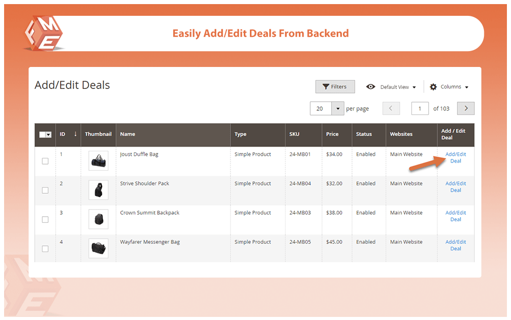 Manage Deals from Backend