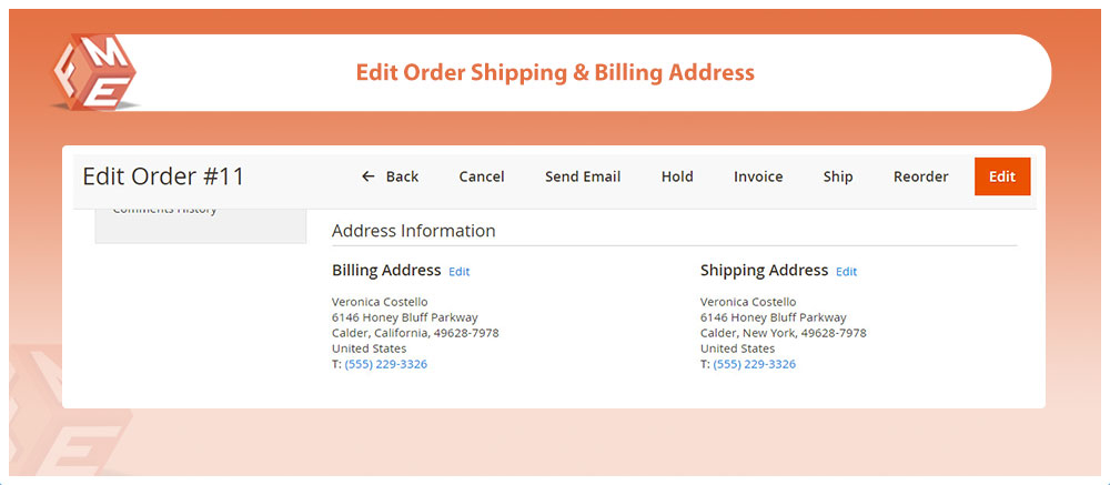 Edit Shipping & Billing Address