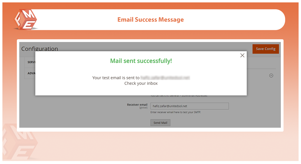 Email Success Message