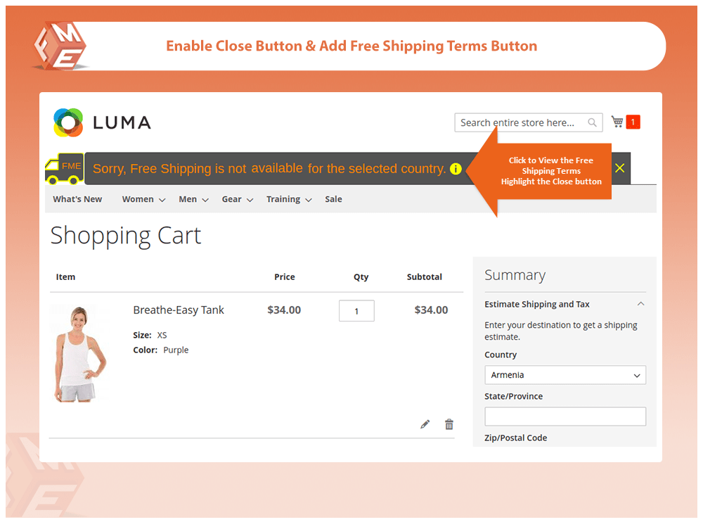 Enable Close Button on Free Shipping Bar