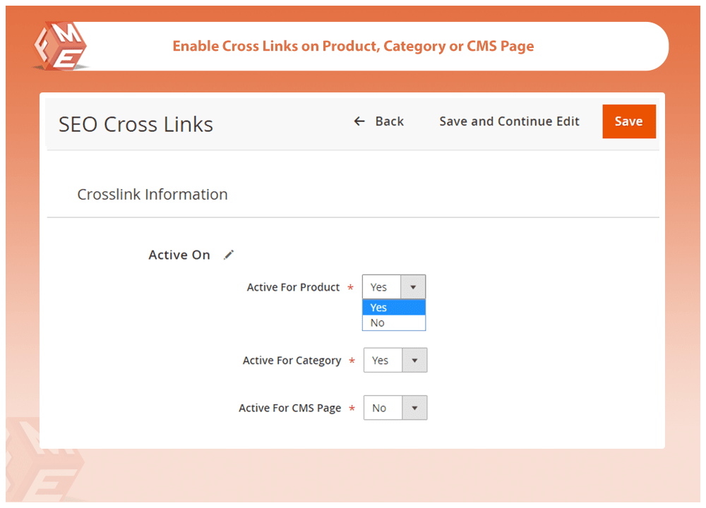 Enable Cross Links on Product, Category & CMS Pages