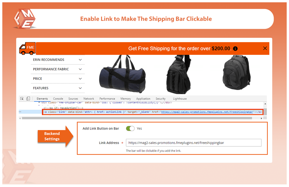 Enable Link on Free Shipping Bar