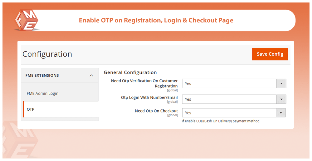 Enable OTP on Login, Signup & Checkout Page