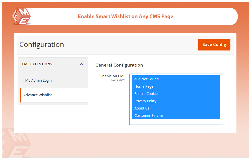 Enable Smart Wishlist on CMS Pages