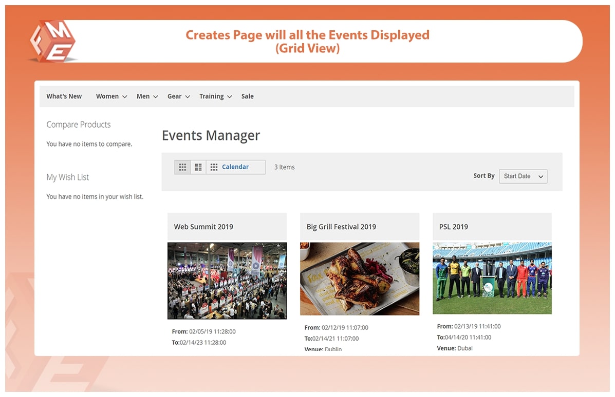 Events Page - Grid Style