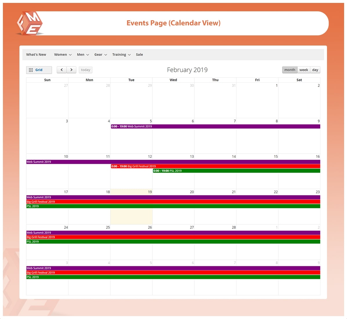 Events Page - Calendar View