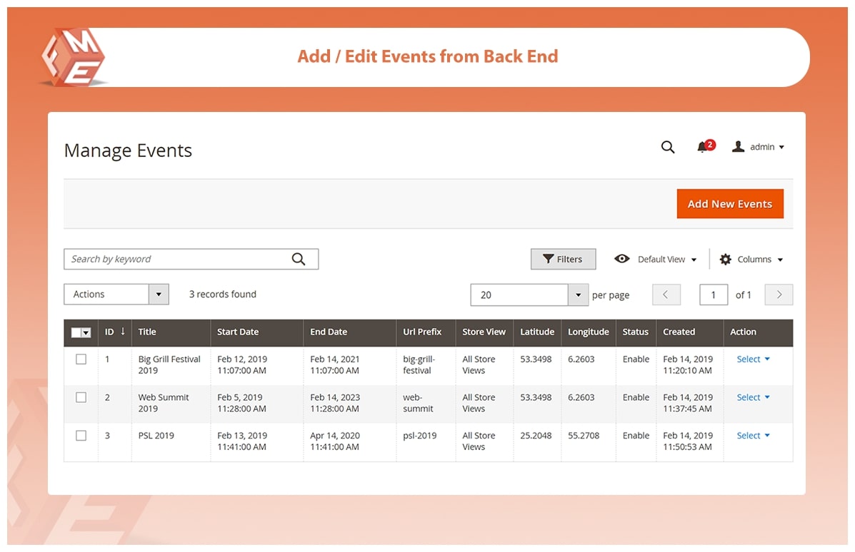 Add/Edit Events From Backend