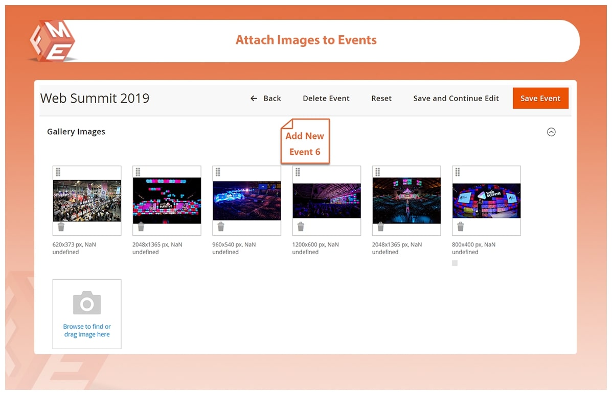 Attach Images to Event Page