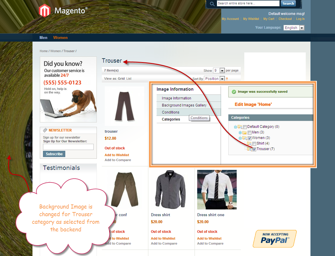 Magento Background Images Extension