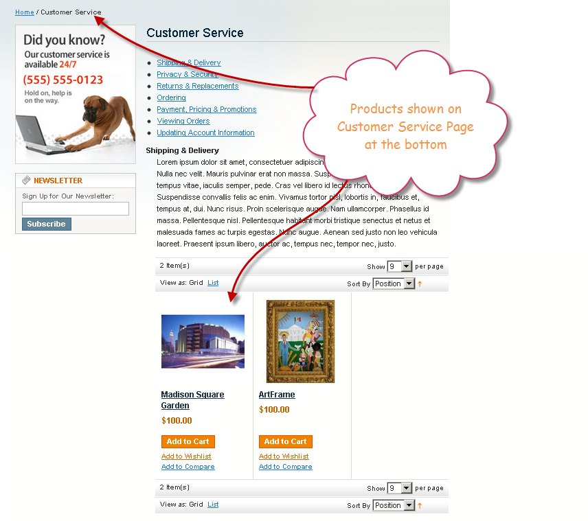 Magento Add Products To CMS