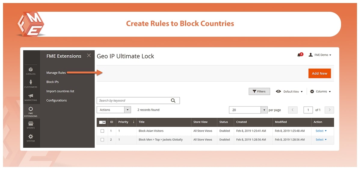 Create & Manage Rules to Block Countries