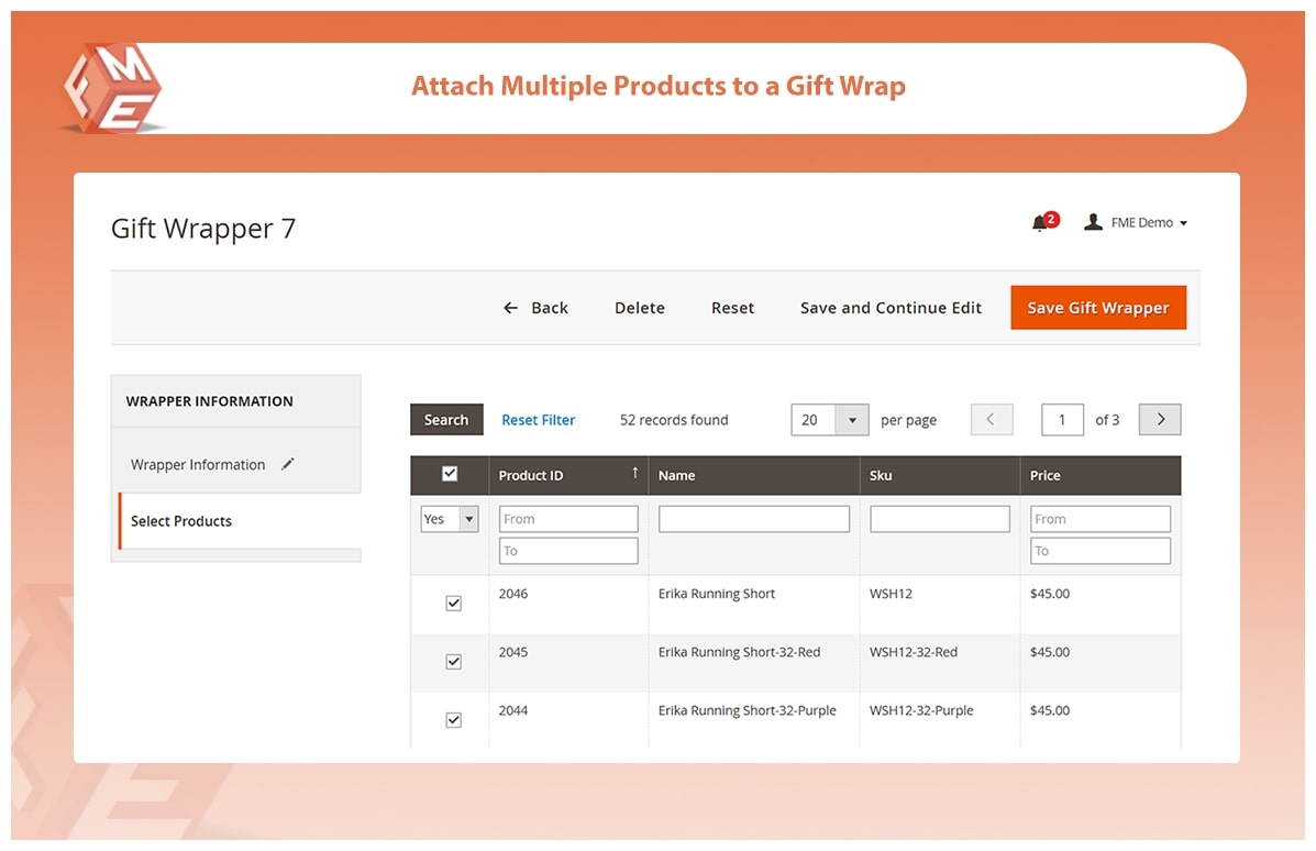 Attach Wrapper to Selected Products