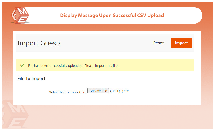 Display Message Upon Successful CSV Upload