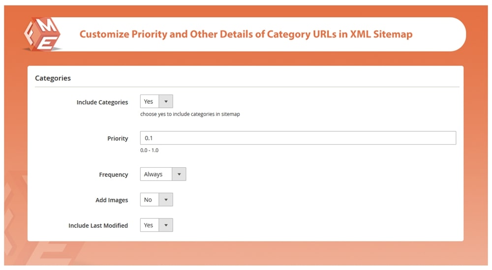 Set Category URLs Priorities & Change Frequency