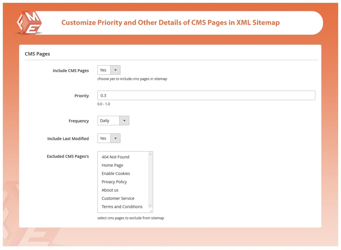 Set CMS URLs Priorities & Change Frequency